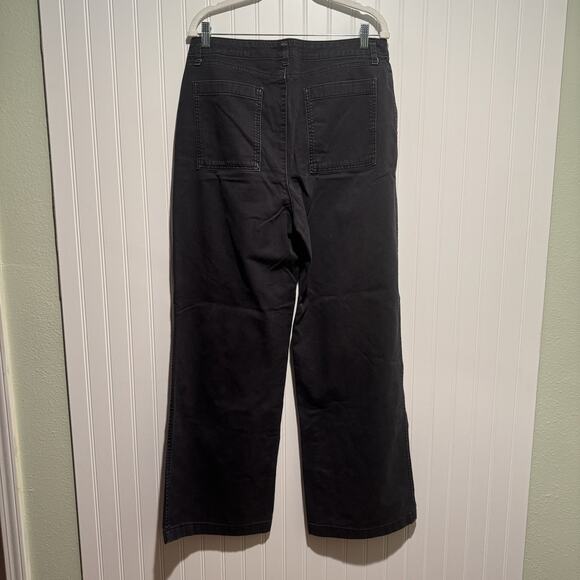 GAP Loose Fit Khaki Pants Black Wide Leg Size 12 Tall - Picture 5 of 6